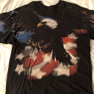 Liquid Blue Black and Red Eagle Graphic T-Shirt